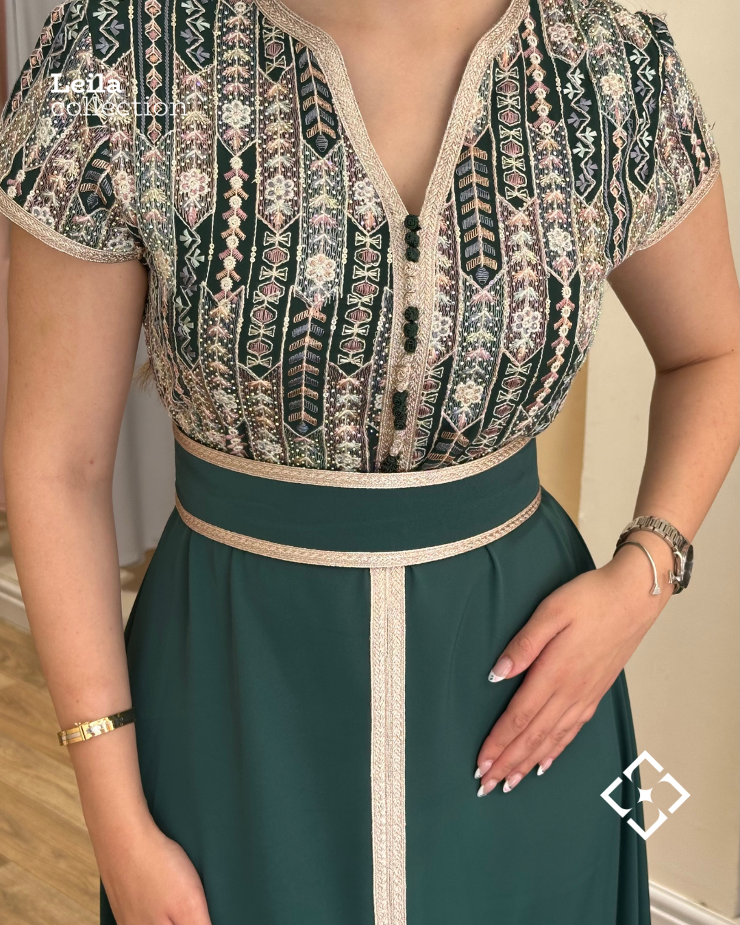 Caftan Sara vert émeraude