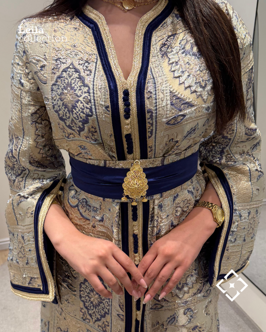 Caftan royal blanc bleu