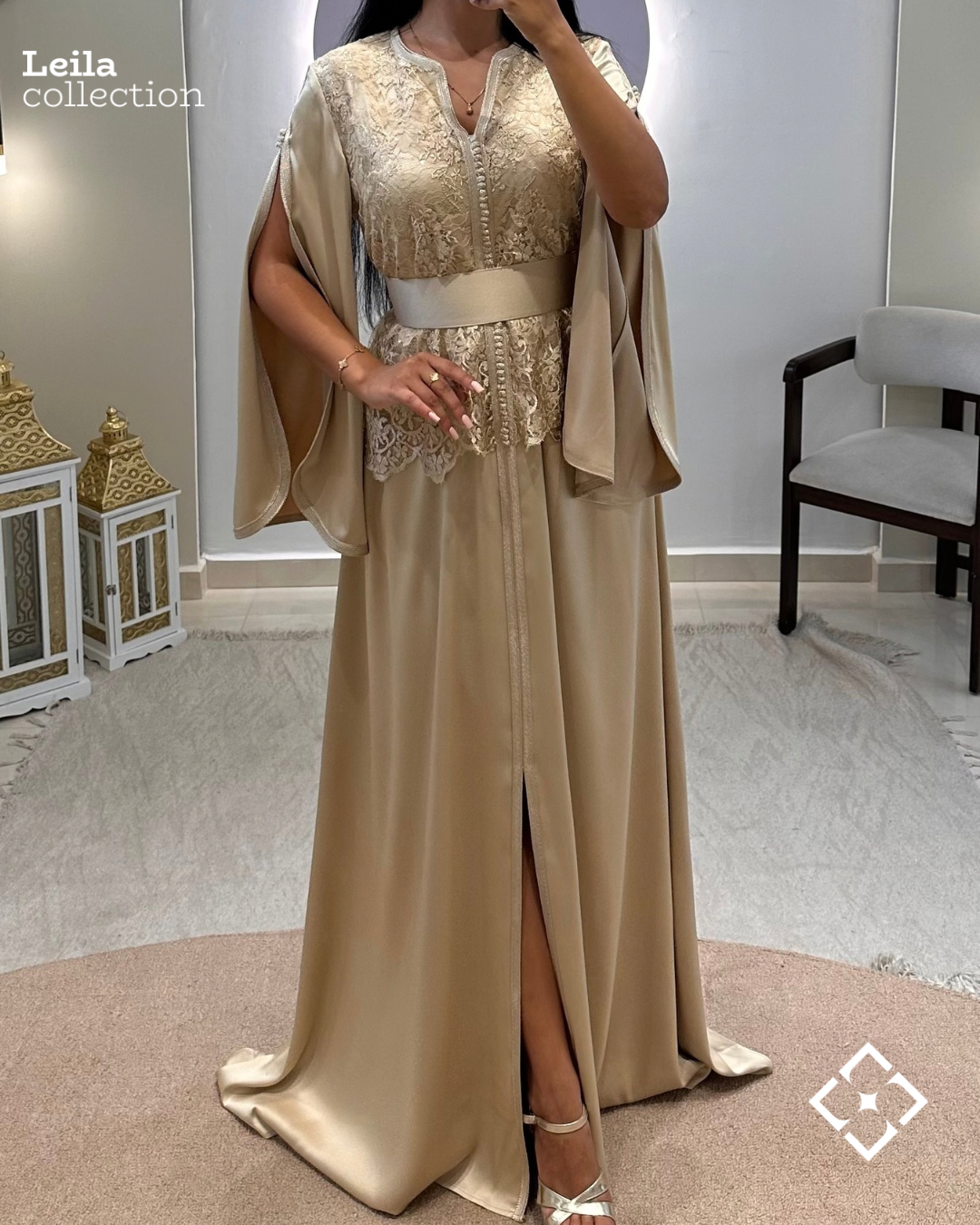 Caftan Roselia beige gold