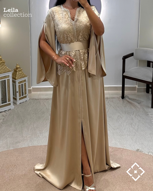 Caftan Roselia beige gold